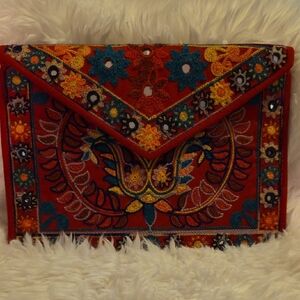 Colorful Embroidered Clutch